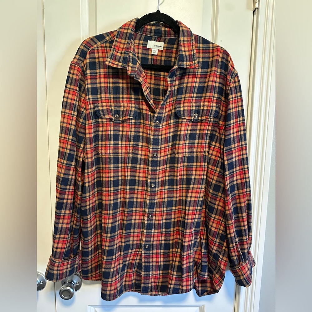 Sonoma Navy and Red Plaid Shirt